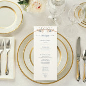 Blauwe korenbloemen en tarwe moderne crème bruilof menu