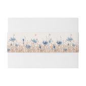 Blauwe Korenbloemen & Tarwe Crème Moderne Trouwdag Uitnodigingen Wikkel (Achterkant Voorbeeld)