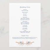 Blauwe korenbloemen & tarwe Modern White Wedding Programmakaart (Achterkant)