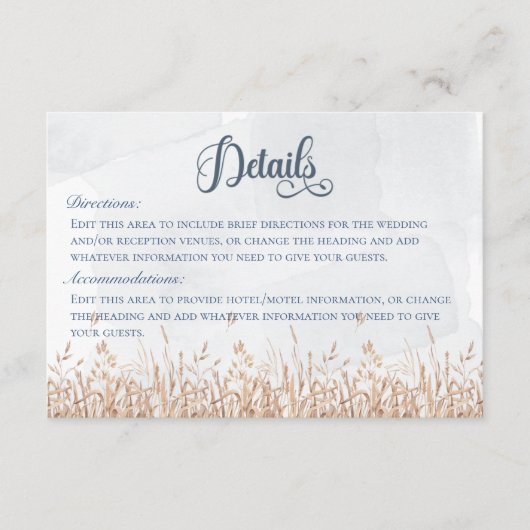 Blauwe korenbloemen & Tarweveld Blauw Details Informatiekaartje (Voorkant)