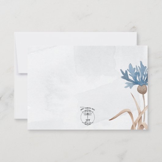 Blauwe korenbloemen & Tarweveld Blauwe bruiloft Save The Date (Achterkant)