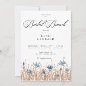 Blauwe korenbloemen & Tarweveld Bridal Brunch Kaart (Voorkant)