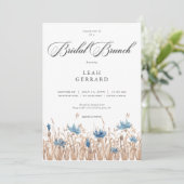 Blauwe korenbloemen & Tarweveld Bridal Brunch Kaart (Staand voorkant)