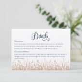 Blauwe korenbloemen & Tarweveld Details Bruiloft Informatiekaartje (Staand voorkant)