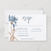 Blauwe korenbloemen & Tarweveld Modern diner RSVP Kaartje (Voorkant)