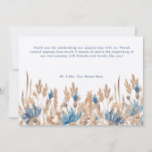 Blauwe korenbloemen & Tarweveld Moderne bruiloft Bedankkaart (Achterkant)