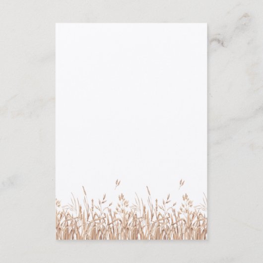 Blauwe korenbloemen & Tarweveld Moderne ontvangst Informatiekaartje (Achterkant)