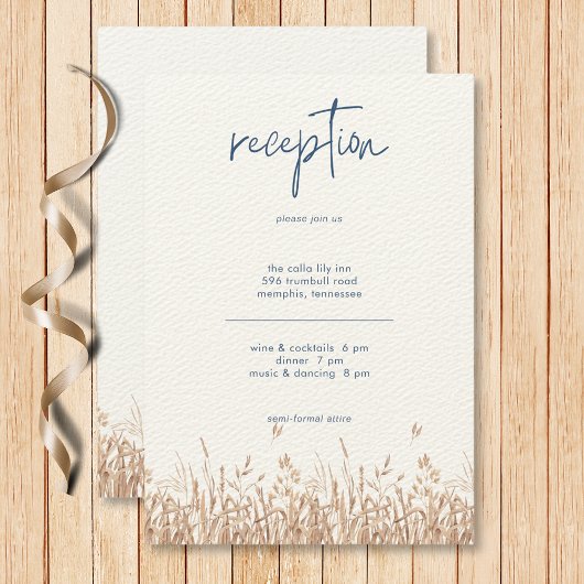 Blauwe korenbloemen & Tarweveld Moderne ontvangst Informatiekaartje