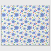 Blauwe korenbloemen veelkleurige Stippen Pasen Cadeaupapier (Vlak)