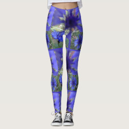Blauwe kornbloem leggings