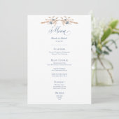 Blauwe kornbloemen en hitte bruiloft menu (Staand voorkant)