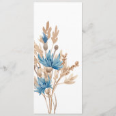 Blauwe kornbloemen en hitte bruiloft menu (Achterkant)
