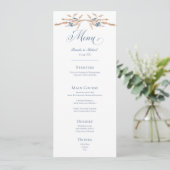 Blauwe kornbloemen en hitte bruiloft menu (Staand voorkant)