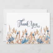 Blauwe kornbloemen en Wheat Field Wedding Bedankkaart (Voorkant)