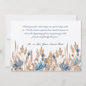 Blauwe kornbloemen en Wheat Field Wedding Bedankkaart (Achterkant)