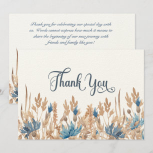 Blauwe kornbloemen en Wheat Field Wedding Bedankkaart