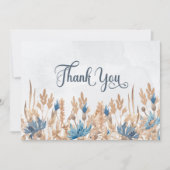 Blauwe kornbloemen en Wheat Field Wedding Bedankkaart (Voorkant)