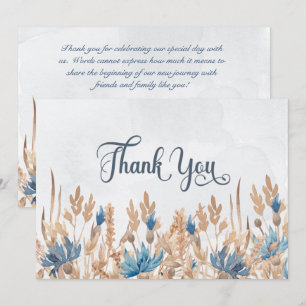 Blauwe kornbloemen en Wheat Field Wedding Bedankkaart