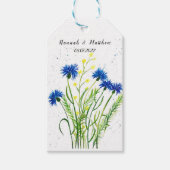 Blauwe kornbloemen waterverf  bruiloft cadeaulabel (Voorkant)