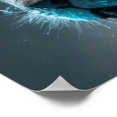 Blauwe kosmische gloed vuurleeuw poster (Hoek)