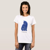 Blauwe kosmische kat t-shirt (Voorkant volledig)
