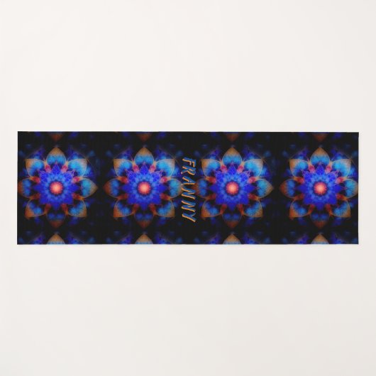 Blauwe kosmische lotus yogamat (Voorkant (horizontaal))