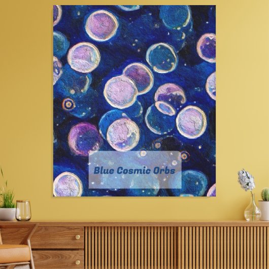 Blauwe kosmische Orbs Canvas Afdruk (Insitu (Woonkamer))