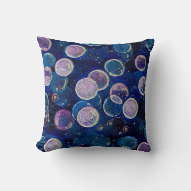 Blauwe kosmische Orbs Kussen (Voorkant)