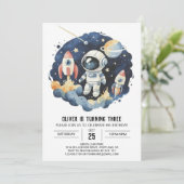 Blauwe Kosmische Schattigee Astronaut Jongen Verja Kaart (Staand voorkant)