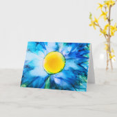 Blauwe kosmo-ventilator alcoholinkt kaart (Gele Bloem)