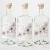 Blauwe kosmos bloemen gepersonaliseerde bruiloft likeurfles etiket (Flessen)