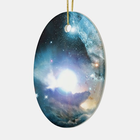 Blauwe kosmos keramisch ornament (Links)