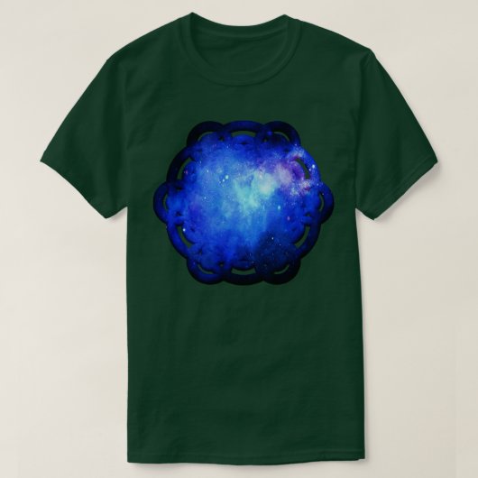Blauwe Kosmos Ruimte Bloem van het Leven Mandala T-shirt (Design voorkant)