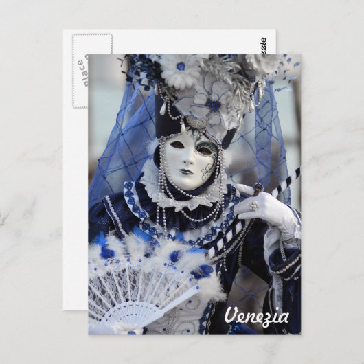 Blauwe kostuum briefkaart (Voorkant / Achterkant)