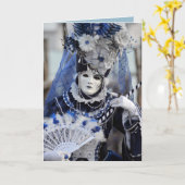 Blauwe kostuum kaart (Gele Bloem)