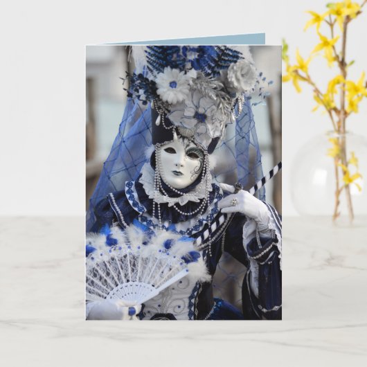 Blauwe kostuum kaart (Gele Bloem)