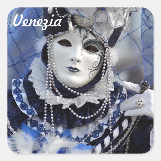 Blauwe kostuum vierkante sticker (Voorkant)