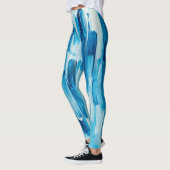 Blauwe koude penseellijnen. Zeekust van de najaar Leggings (Links)