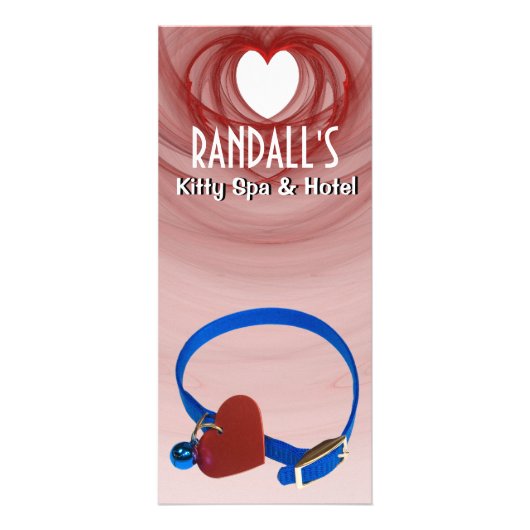 Blauwe kraag, rode hartkat-liefde reclamekaart (Voorkant)