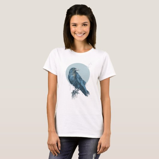 Blauwe kraai t-shirt (Voorkant volledig)
