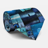 blauwe kraaienmirage stropdas (Opgerold)