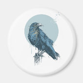 Blauwe kraaimagnet magneet (Voorkant)