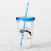 Blauwe kraanvogel cartoon acryl drinkbeker (Achterkant)