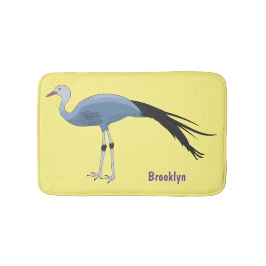 Blauwe kraanvogel cartoon badmat (Voorkant)