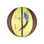 Blauwe kraanvogel cartoon basketbal (Verticaal)