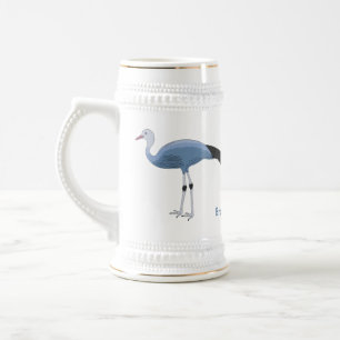 Blauwe kraanvogel cartoon bierpul