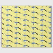 Blauwe kraanvogel cartoon cadeaupapier (Vlak)