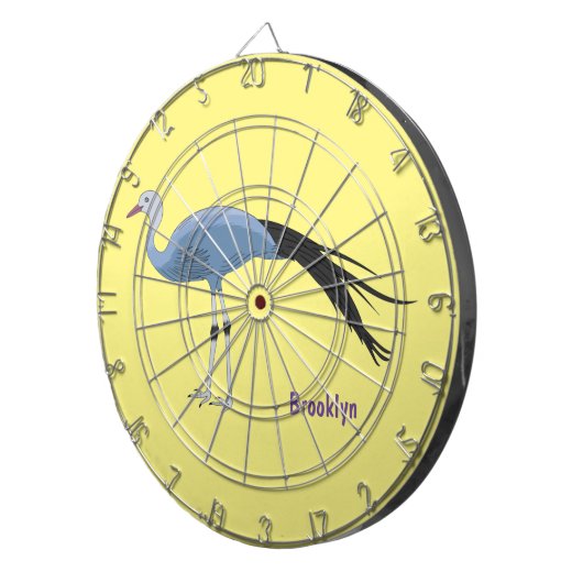 Blauwe kraanvogel cartoon dartbord (Voorkant Rechts)