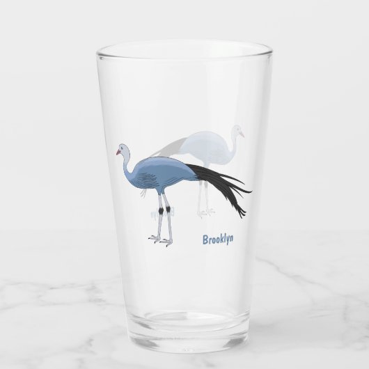 Blauwe kraanvogel cartoon glas (Achterkant)