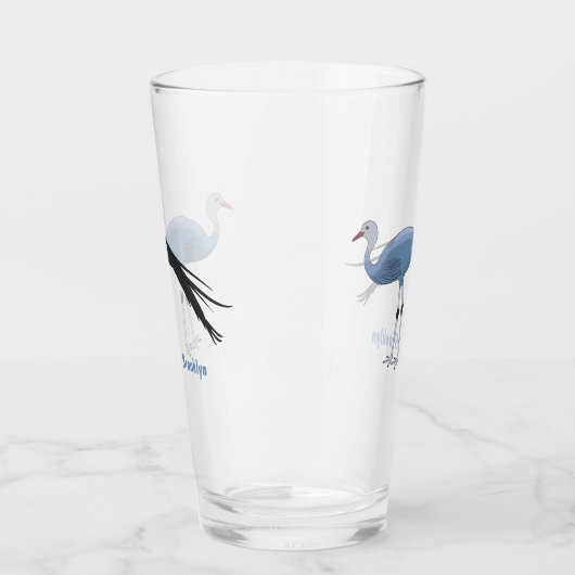 Blauwe kraanvogel cartoon glas (Links)